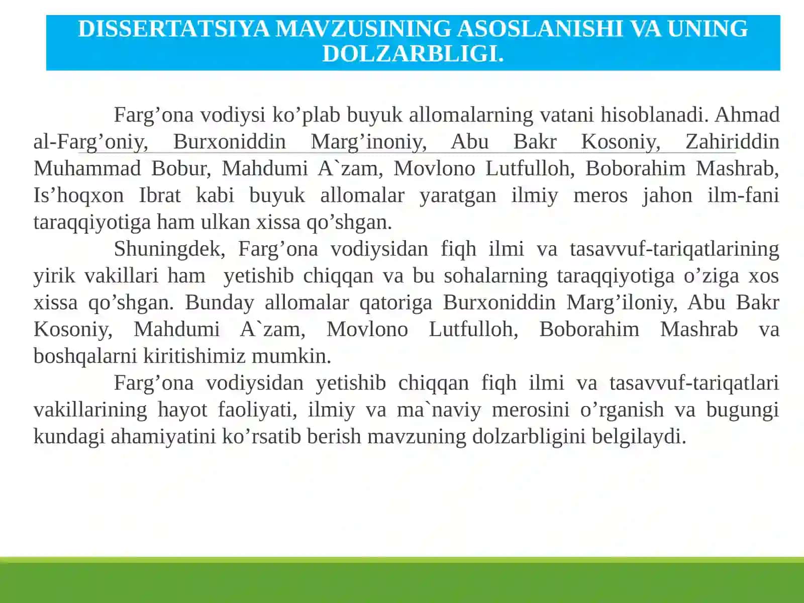 O’RTA OSIYOLIK YIRIK TASAVVUF-TARIQAT VA FIQH ILMI VAKILLARI(FARG’ONA VODIYSI MISOLIDA) 3