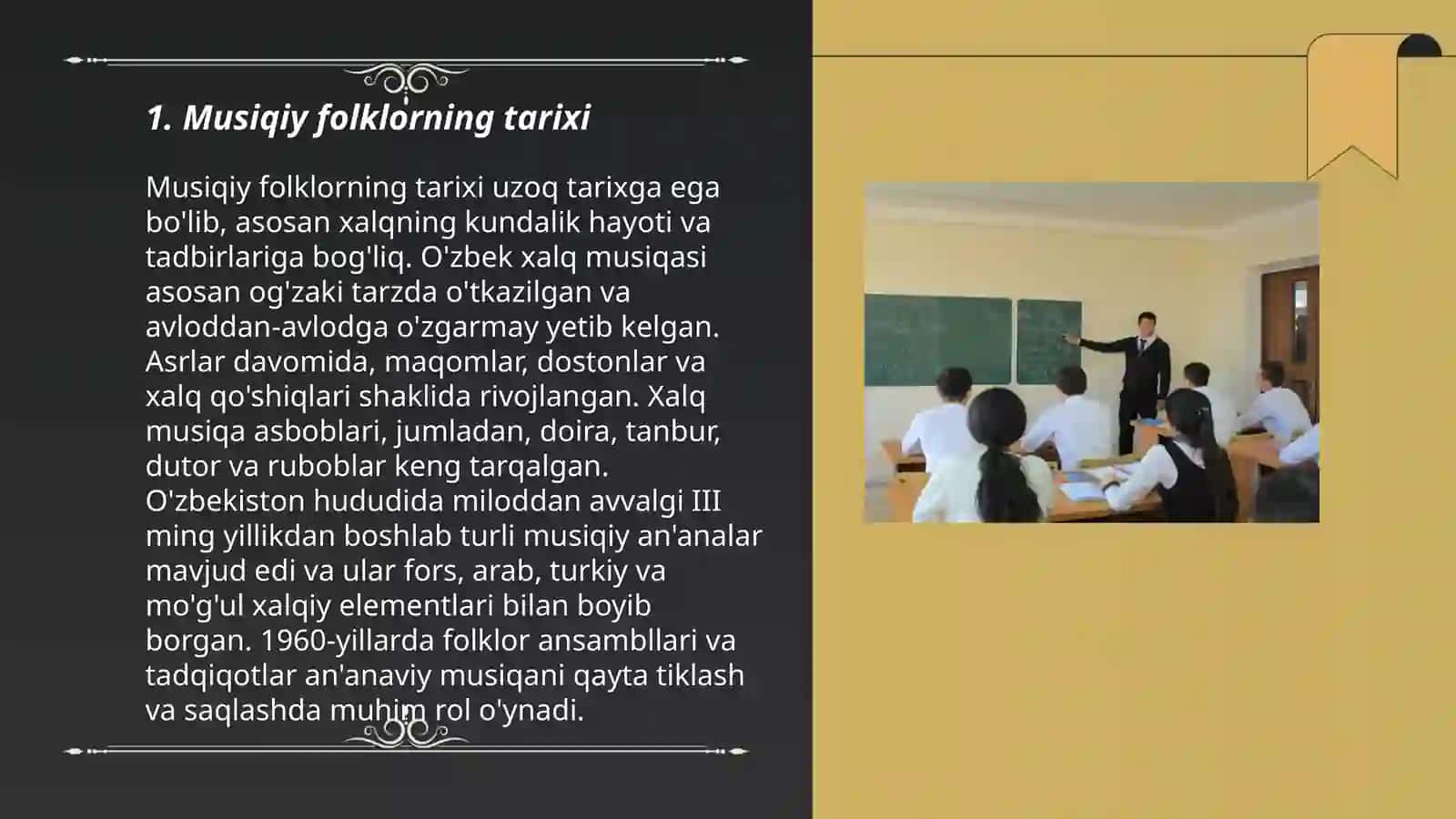 Musiqiy falklor va uning kop qiraligi slayd ishlash 3