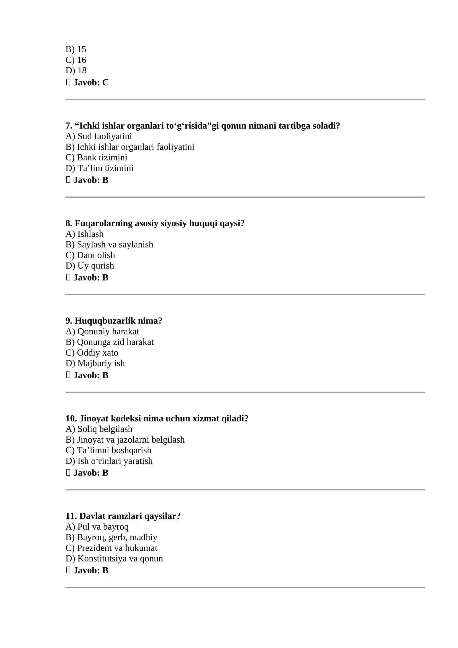 Ichki Ishlar Xizmatiga Tayyorlov Kompleks Test To‘plami – 100 Savol (Nazariy & Psixologik) 3