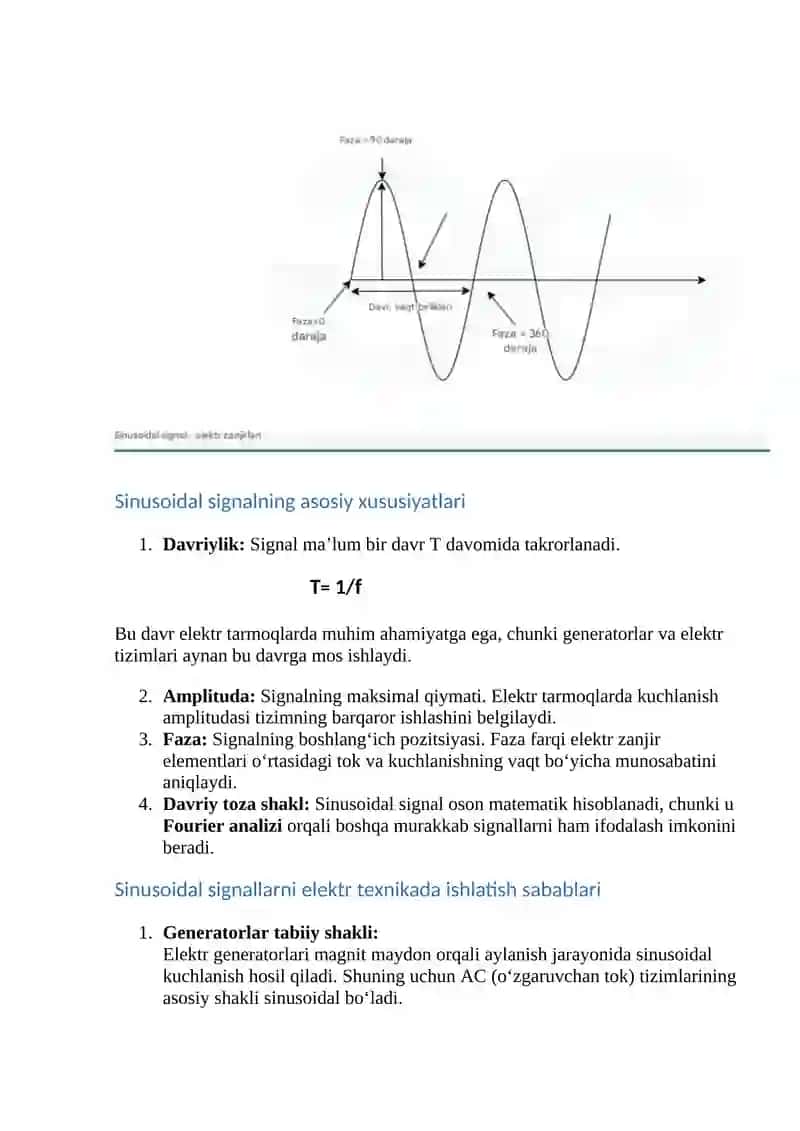 Sinusoidal signallar ta’siridagi elektr zanjirlari xususiyatlari 3