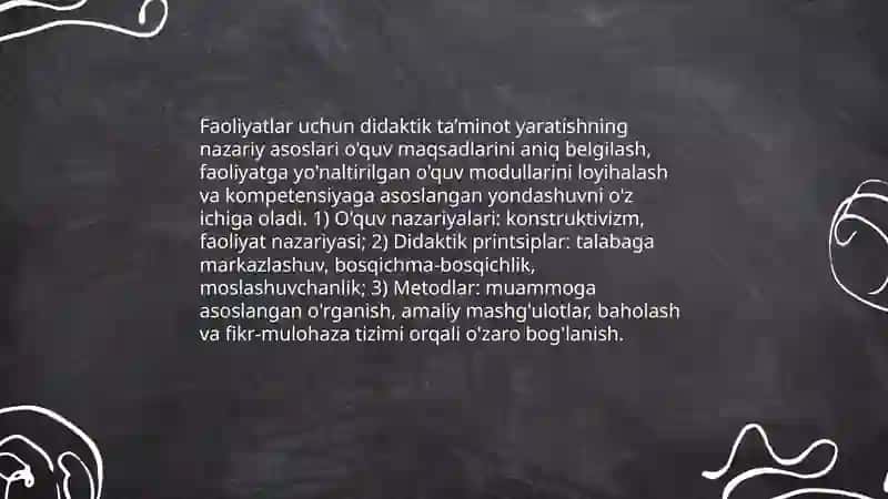 Faoliyatlar uchun didaktik taminot yaratish 3