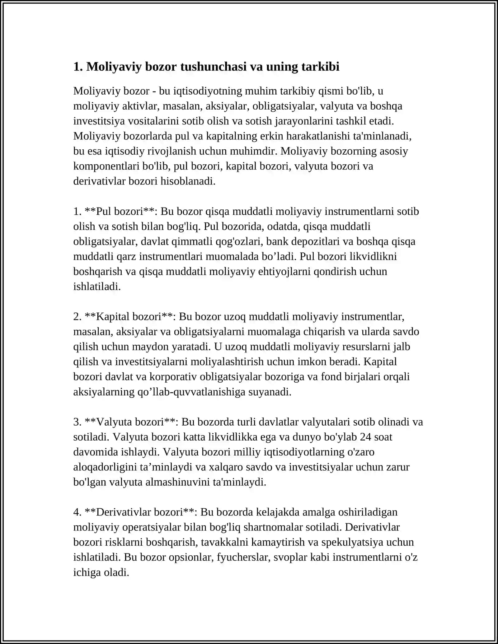 MOLIYA BOZORI RISKLARI VA PORTFELNI BOSHQARISH 3