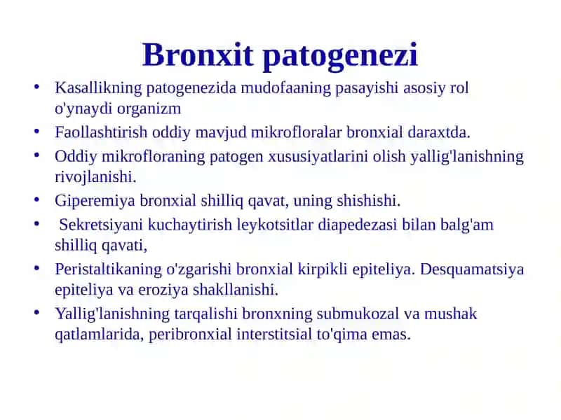 Bronxlar o‘tkazuvchanligini buzilishi sindromi. O‘tkir va surunkali bronxitlar simptomatologiyasi 3