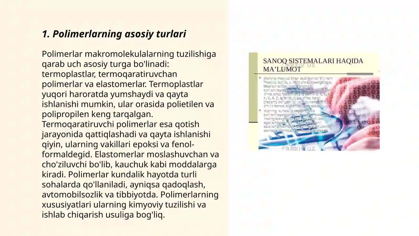 Polimerlar.Ortopedik stomotologiya amalyotida ishlatiladigan plasmassalar, ularning turlari 3