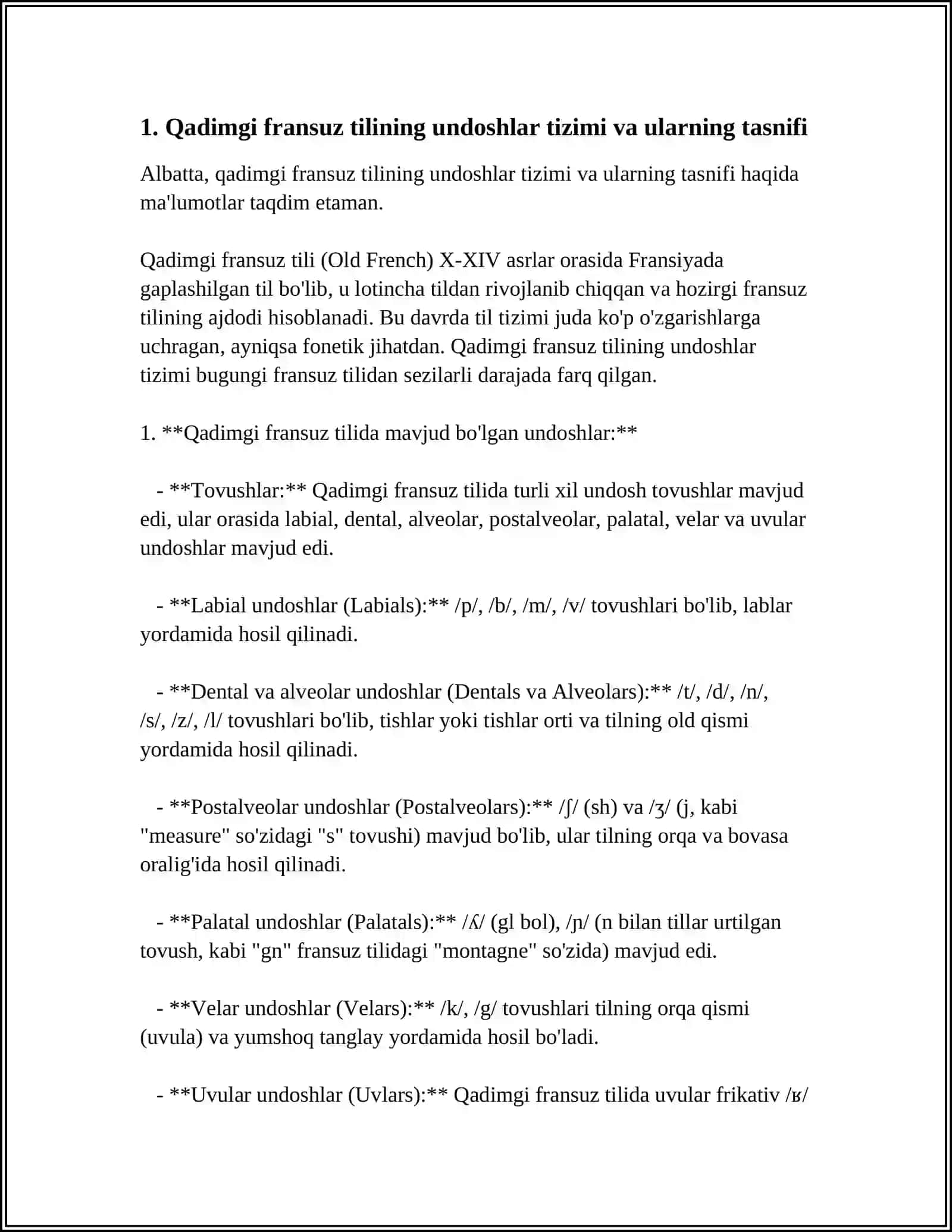 QADIMGI FRANSUZ TILINING FONETIK HOLATI. UNDOSHLAR TALAFFUZI 3