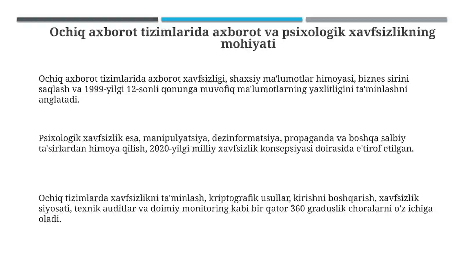 Ochiq axborot tizimlarida axborotli-psixologik xavfsizlik 3