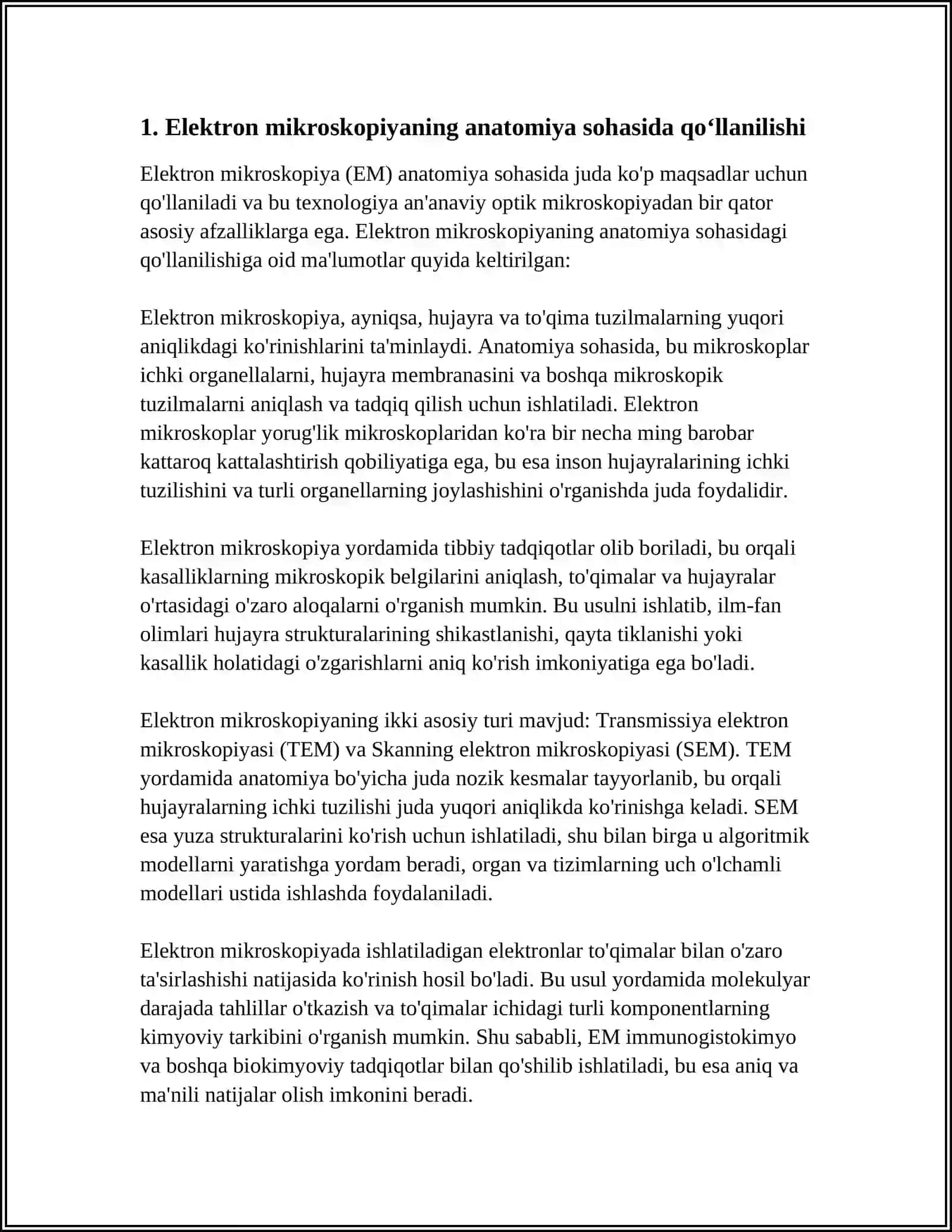 ELEKTRO MIKRASKOPIYA USULLARINING TIBBIYOTDA QOʻLANISHI 3