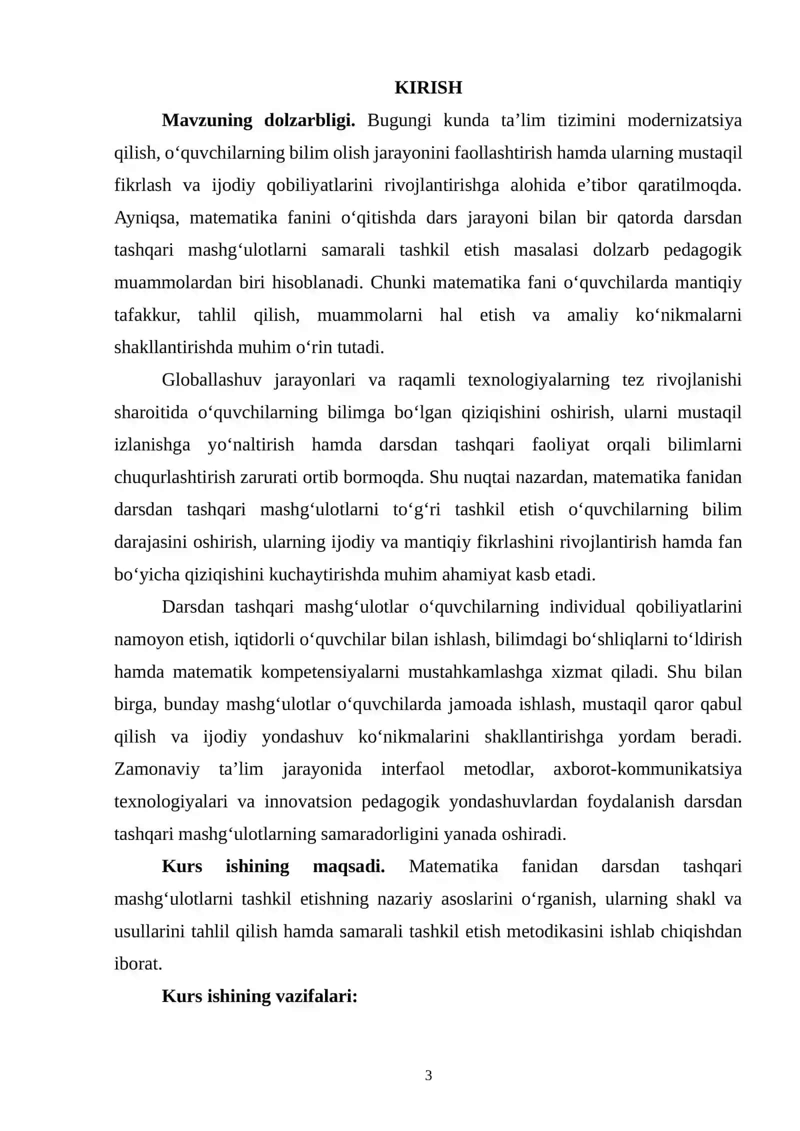 Darsdan tashqari mashg’ulotlarini tashkil etish metodikasi 3