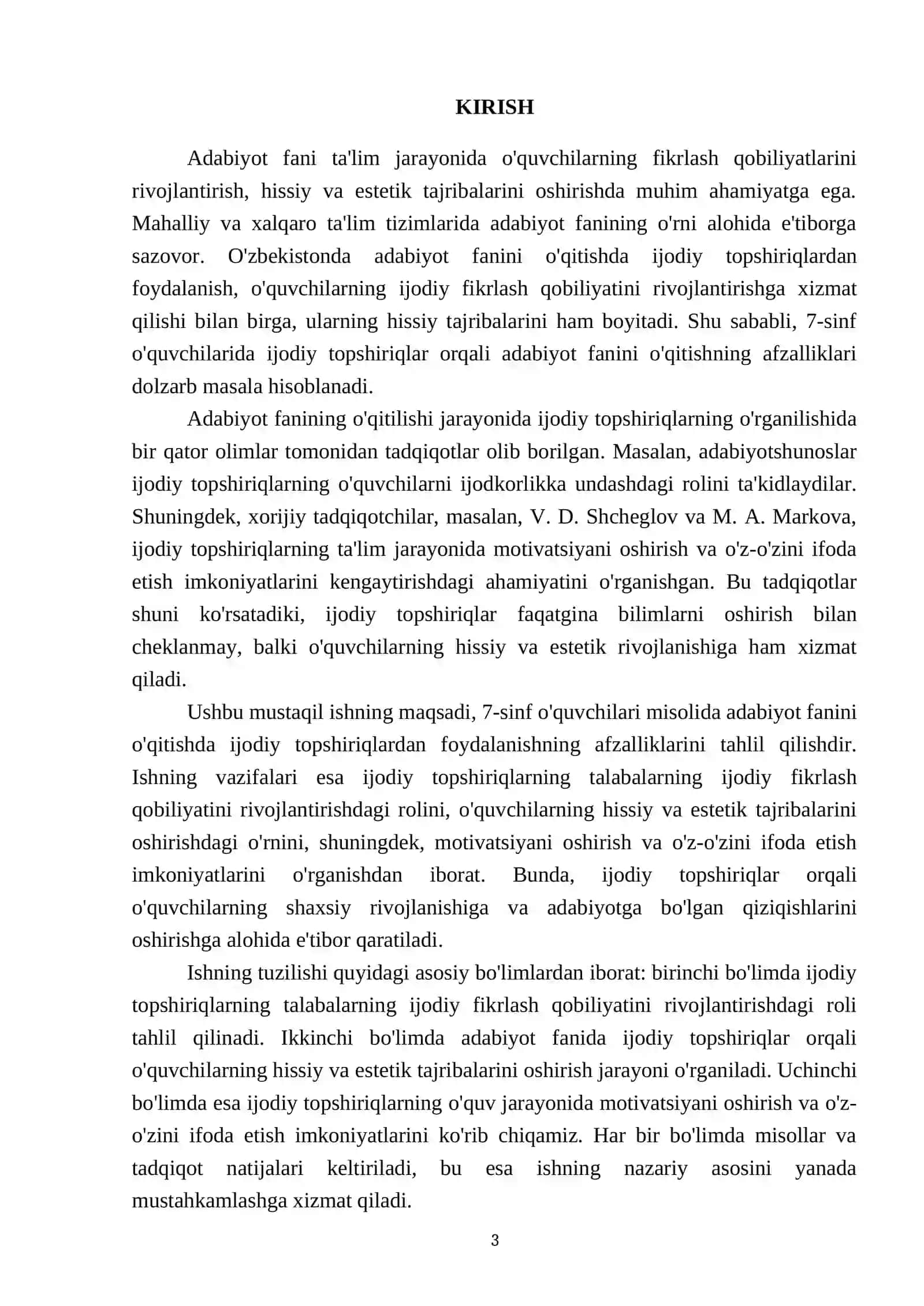 Adabiyot fanini oʻqitishda ijodiy topshiriqlardan foydalanishning afzalliklari (7-sinf misolida) 3
