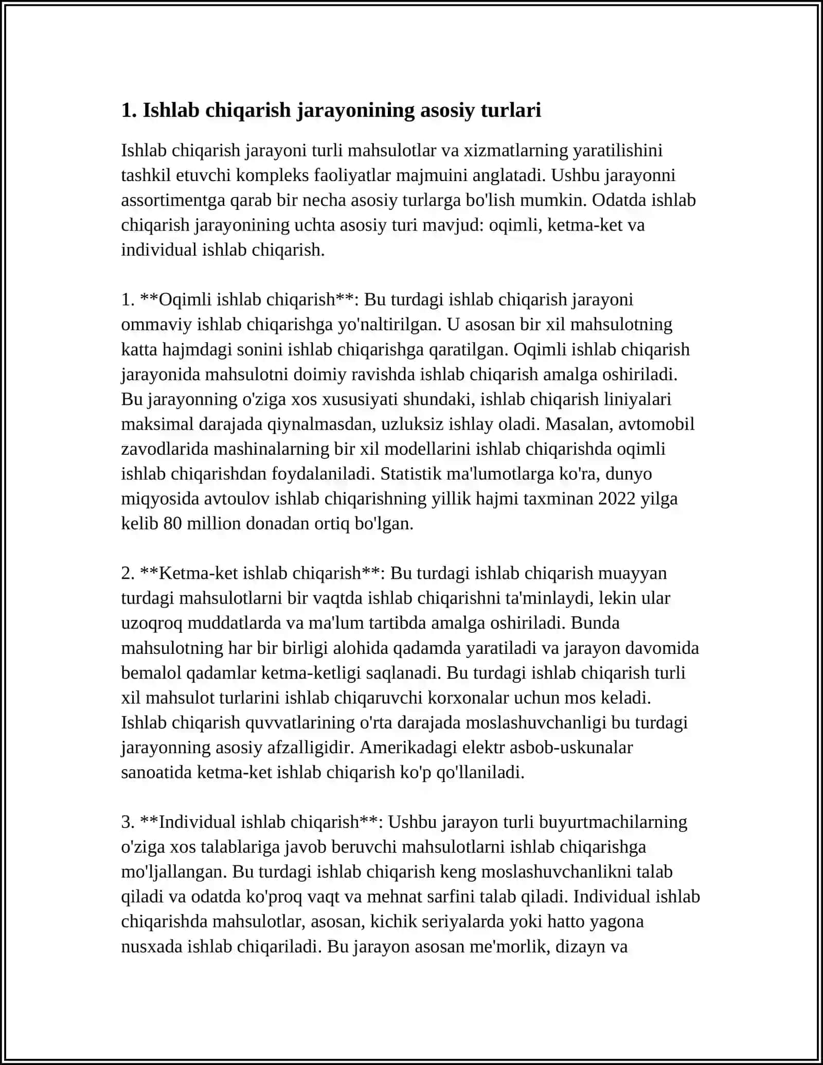 ISHLAB CHIQARISH JARAYONI VA ULARNING TURKUMLANISHI 3