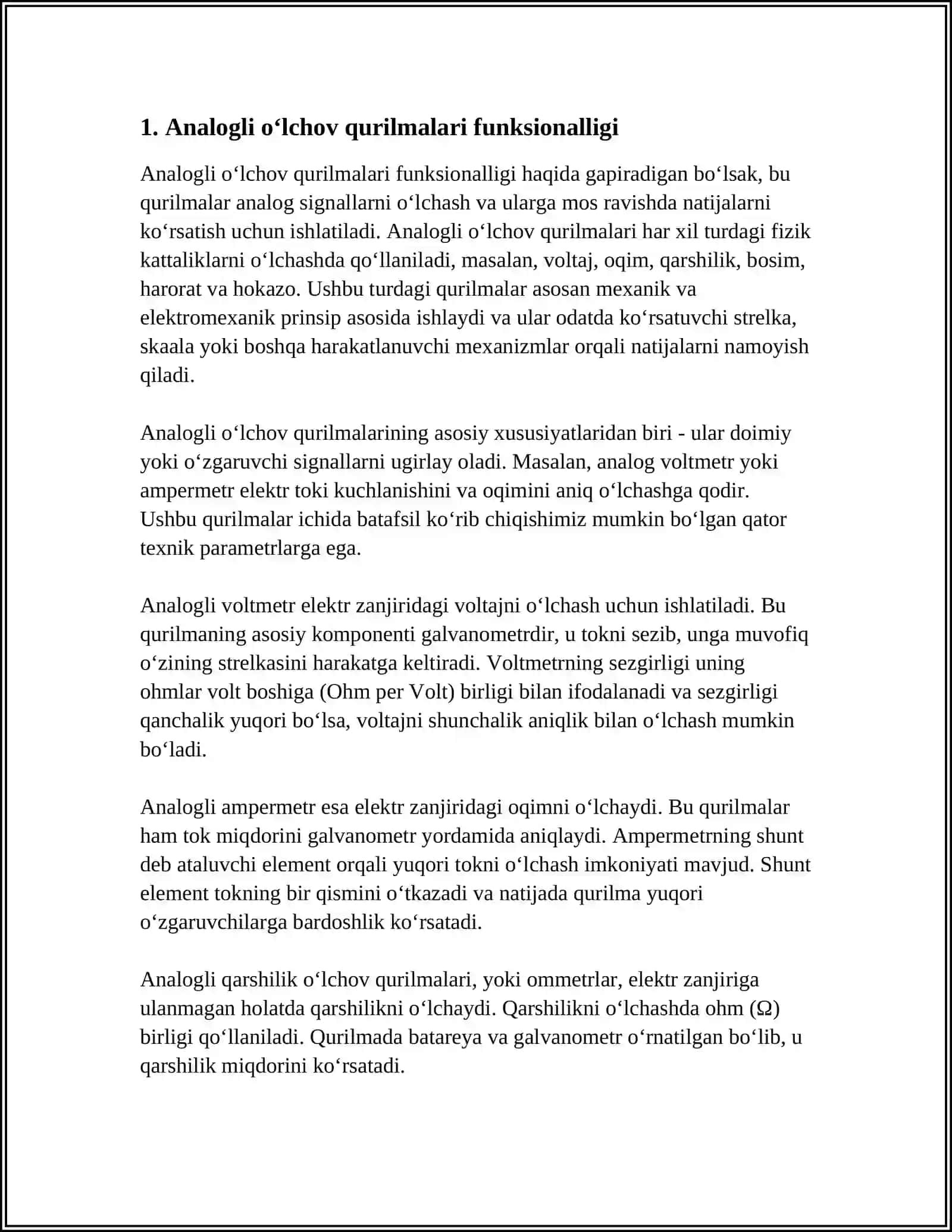 ANALOGLI O‘LCHOV QURILMALARINING AFZALLIK VA KAMCHILIKLARI 3