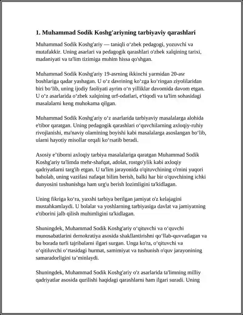 MUHAMMAD SODIK KOSHG'ARIYNING PEDAGOGIK QARASHLARI 3