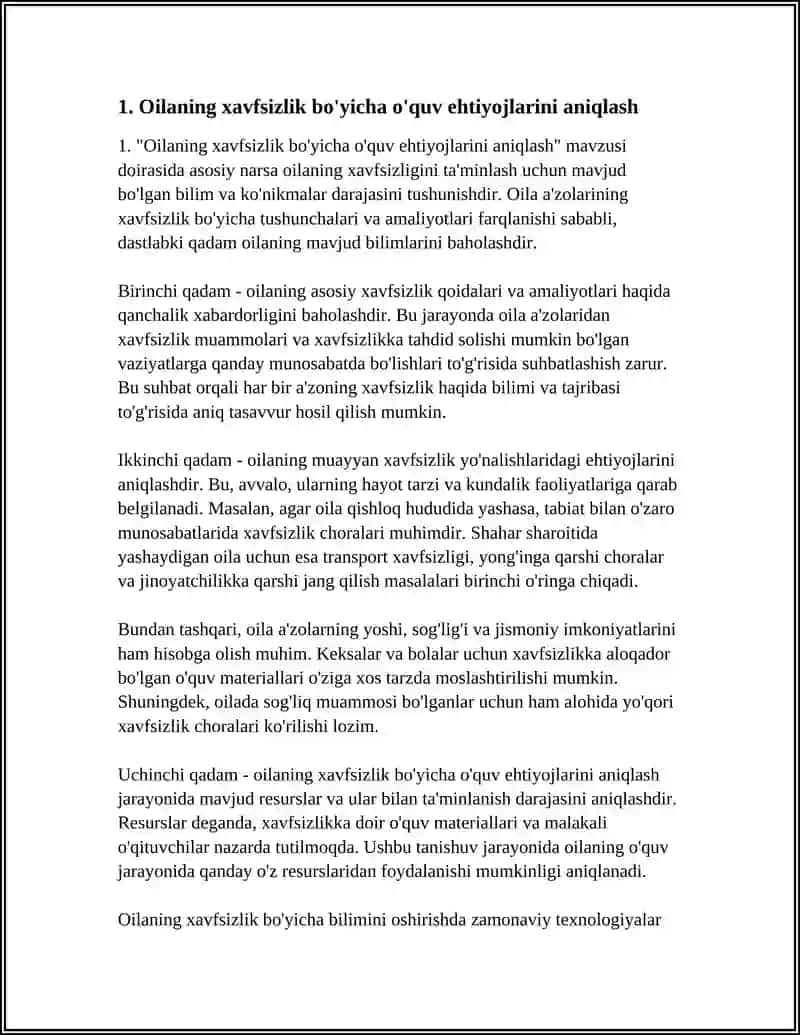 AOLINING XAVFSIZLIK BO'YICHA O QUV TAYYORGARLIGINI TASHKIL ETISH 3