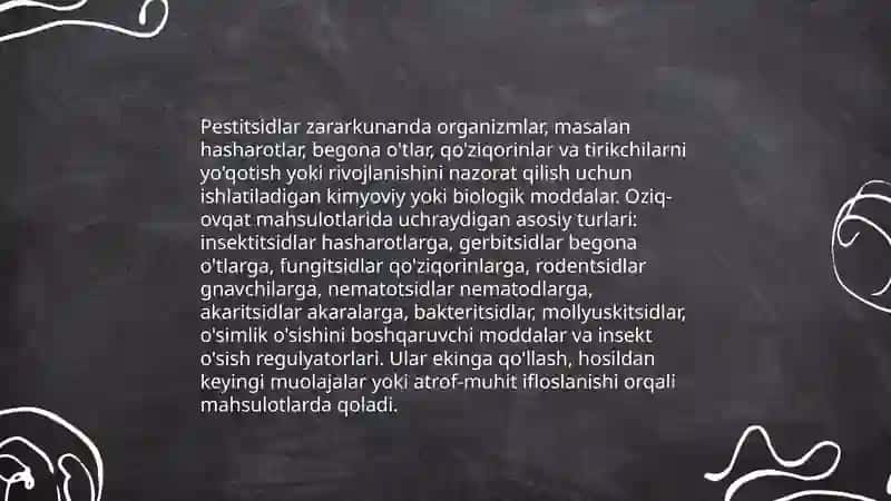 Oziq-ovqat mahsulotlarining xavfsizligi. Pestitsidlar va ulardan zaharlanish 3