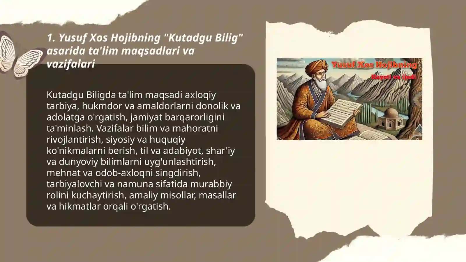 Yusuf Xos Hojib va Mahmud Qoshgʻariyning pedagogik qarashlari 3