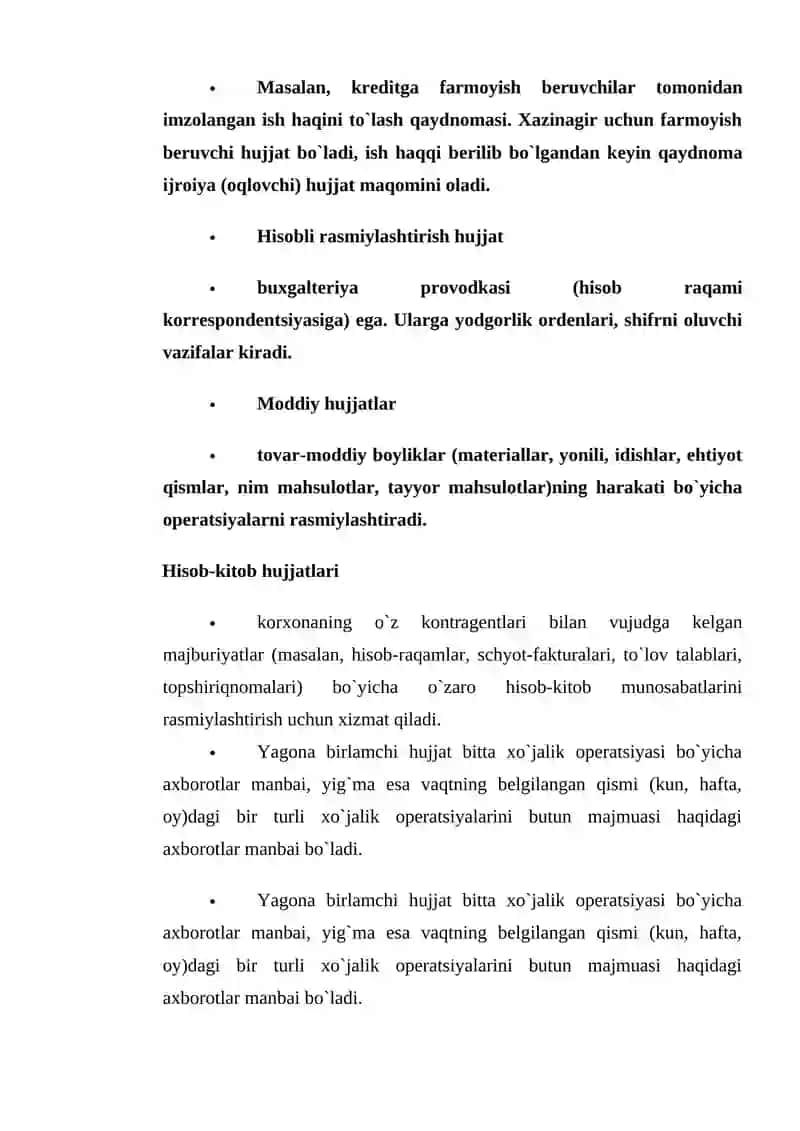 Buxgaltеriya hujjatlarining turlari va ularni turkumlanish 3