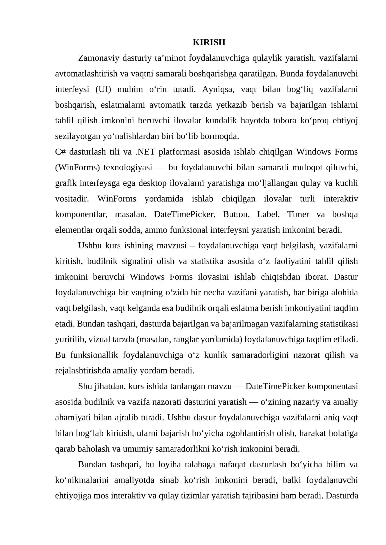 DataTimePicker komponentasi yordamida dastur yaratish 3