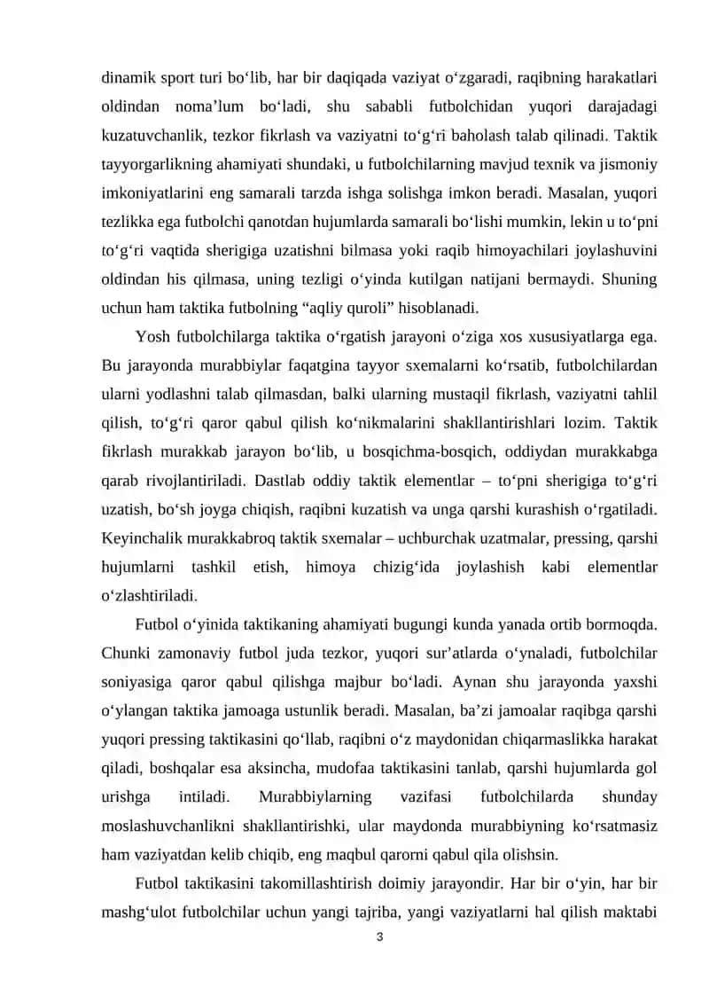 Futbol oʻyin texnikasi va taktikasini tasnifi 3