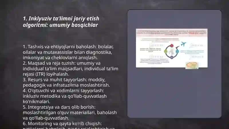 Rivojlanish muommolari bolgan bolalar uchun inklyuziv ta'limni keng ta'limiy amalyotiga joriy etish algaritimlari 3