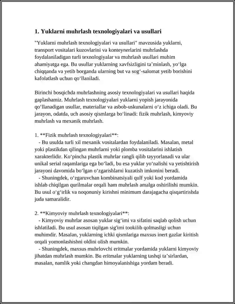 YUKLARNI, TRANSPORT VOSITALARI KUZOVLARINI VA KONTEYNERLARINI MUHRLASH 3