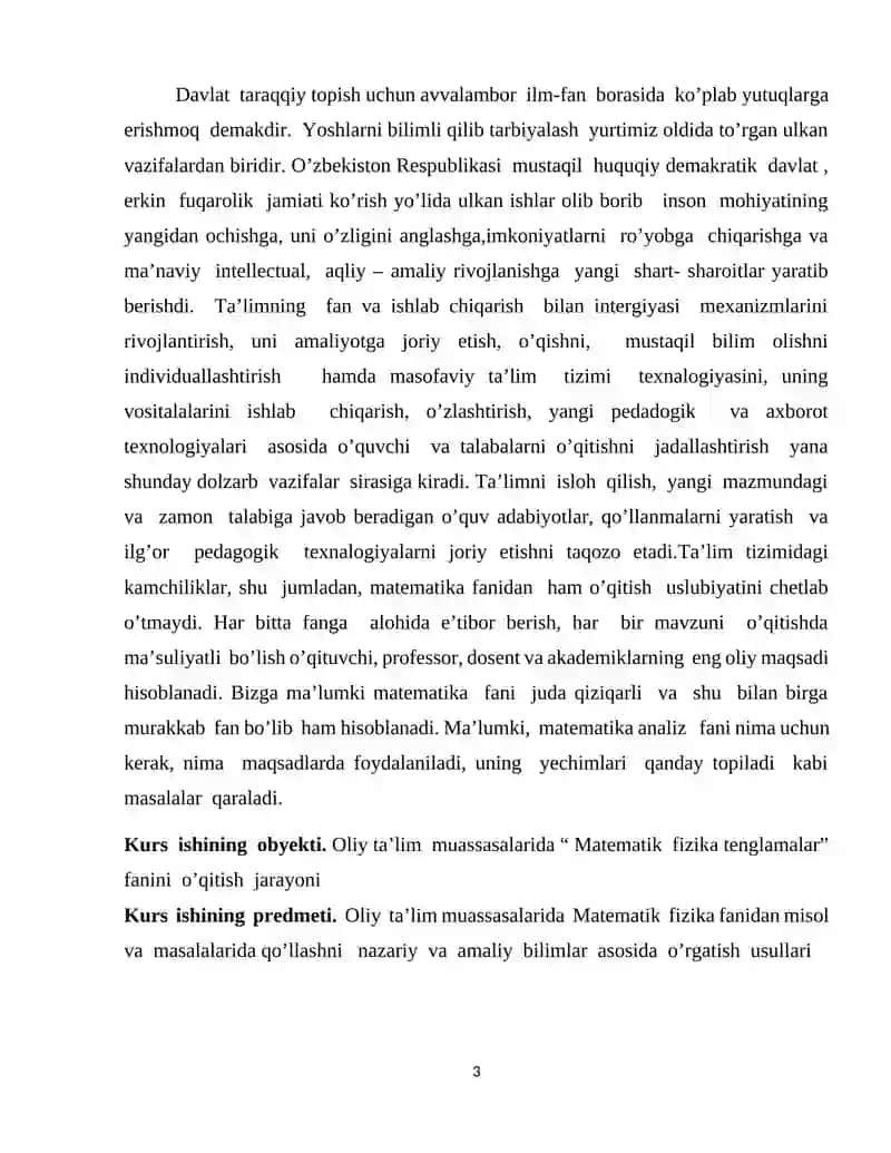 I TUR ARALASH PAROBOLIK TENGLAMALAR UCHUN JEVRA VA NOLOKAL CHEGARAVIY MASALALAR 3
