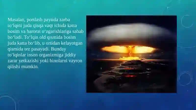 To‘lqin zarbi. Jabrlanish zonalari tavsifi. Yorug‘lik ajralishi. O’tuvchi nurlar 3