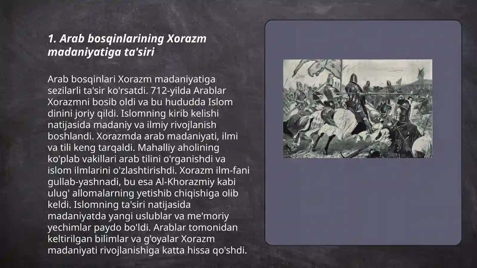 Arablar bosqini davrida Xorazm madaniyatini inqirozi 3