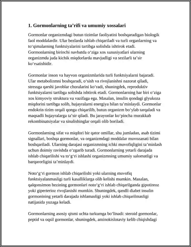 GORMONNING UMUMIY XOSSALARI ULARNING ORGANIZMDAGI AHAMYATI 3