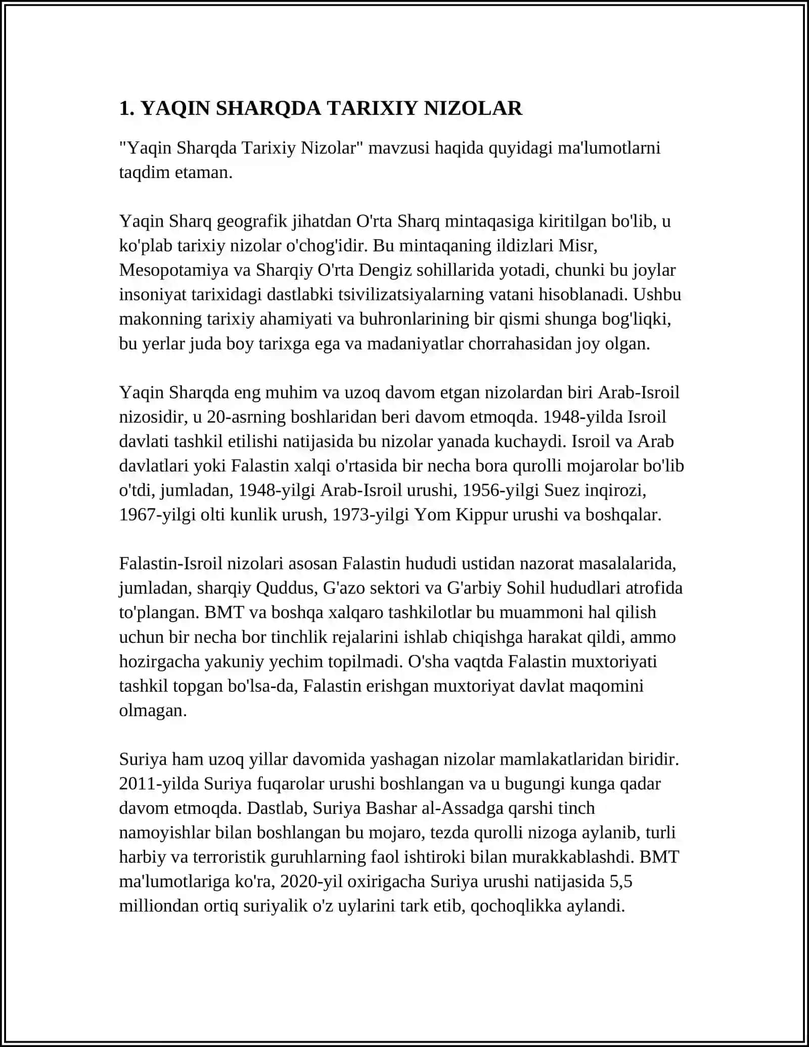 YAQIN SHARQ MINTAQASIDAGI ZIDDIYATLI VAZIYAT SABABLARI TARIXI 2024-2025-o'quv yili 3