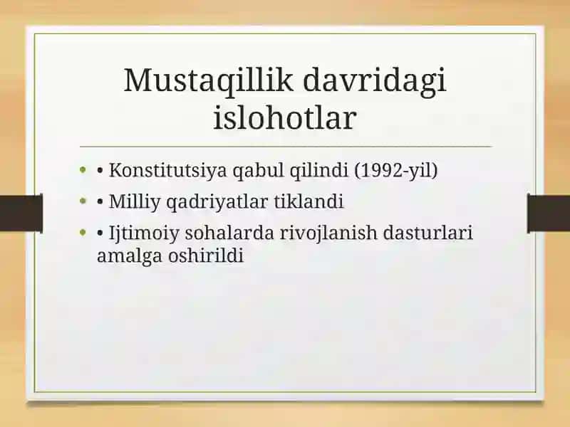 Mustaqillik yillarida O’zbekiston fan, ta’lim, sport, san’at, adabiyot va sog’liqni saqlash tizimi rivoji 3