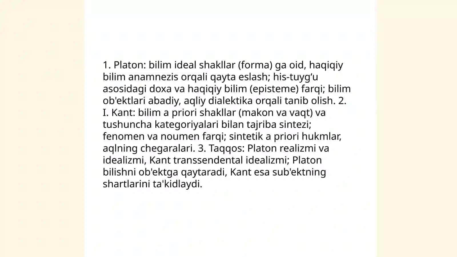 Yevropa mutafakkirlari Platon, I. Kant, R.Dekart,D.Yumning falsafaga oid qarashlarini qiyosiy tahlili 3
