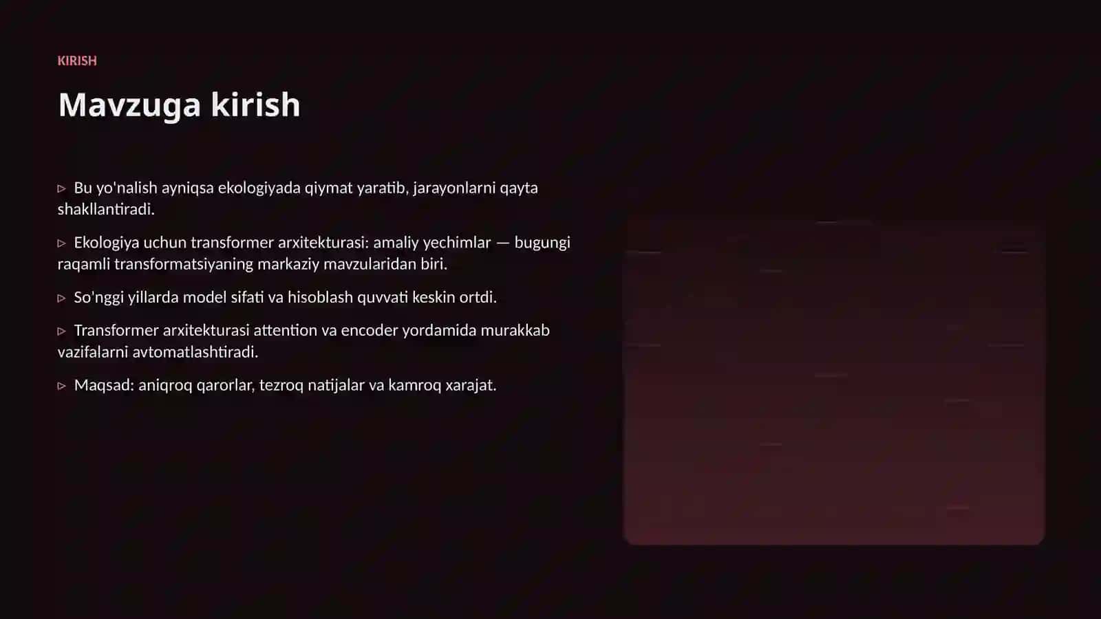 Ekologiya uchun transformer arxitekturasi: amaliy yechimlar 3