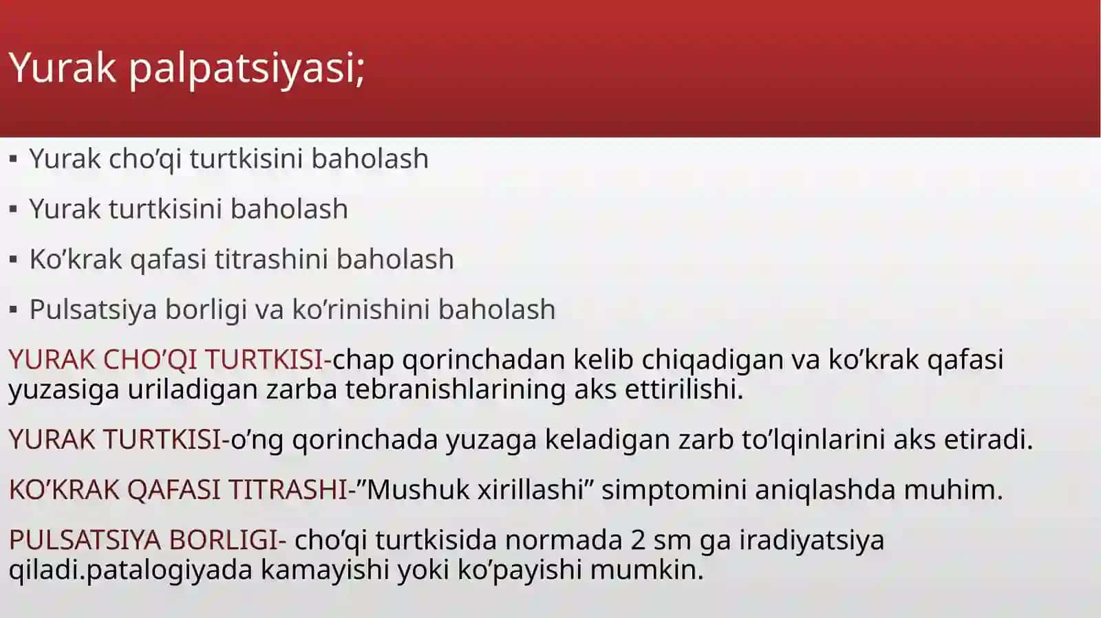 Yurak palpatsiyasi, perkussiyasi, auskultatsiyasi 3