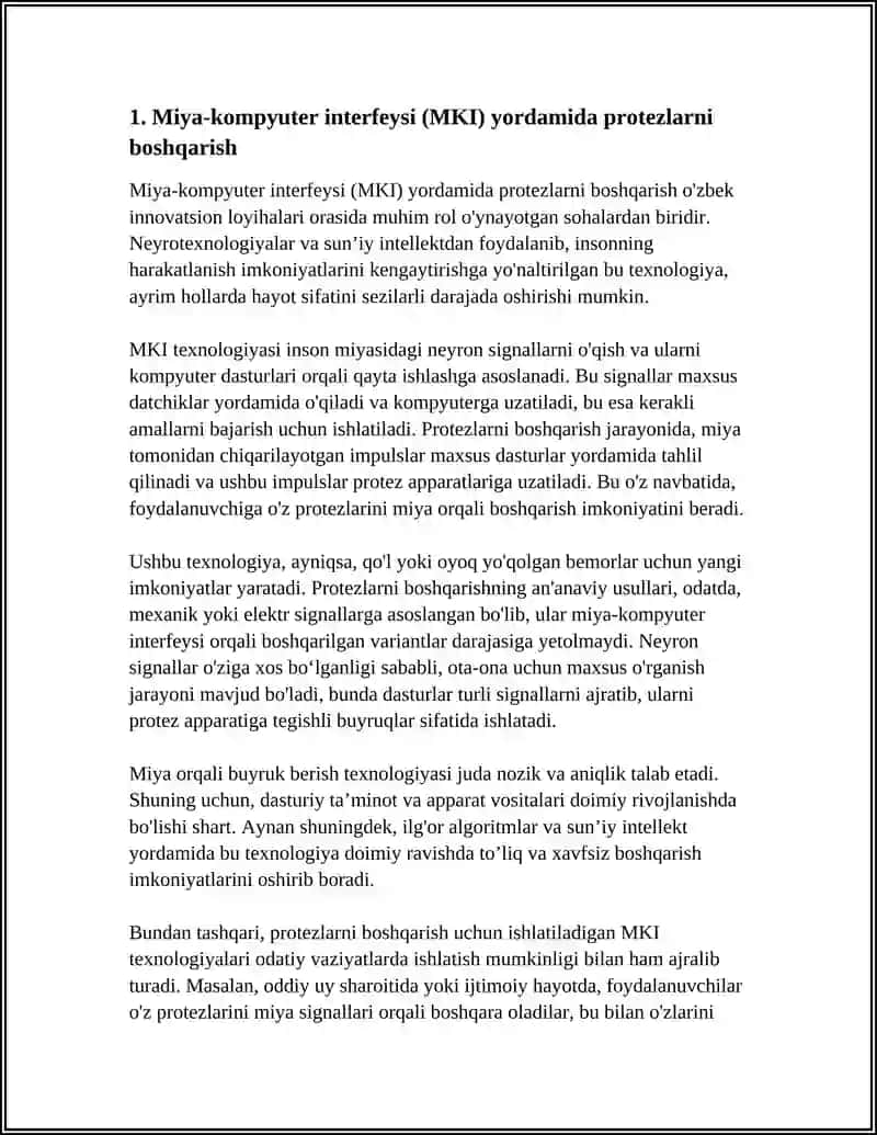 Miya-kompyuter interfeysi (MKI) yordamida protezlarni boshqarish 3
