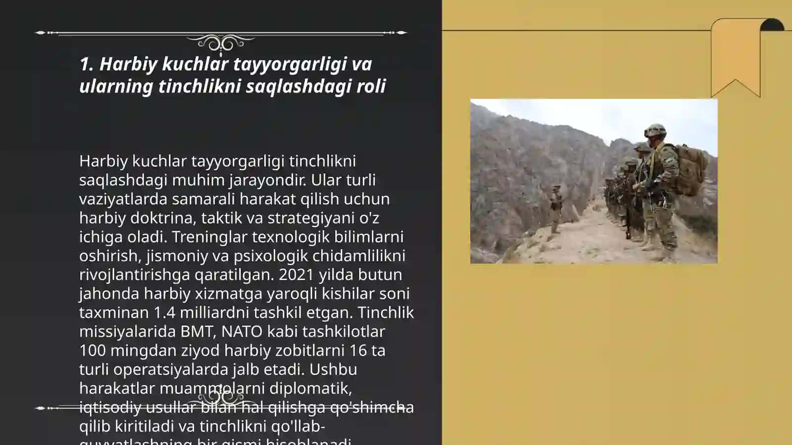 Tinchlikni saqlashda operatsiyalarida qatnashuvchi harbiy kuchlar 3