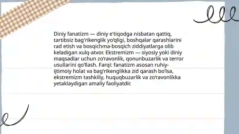 Diniy fanatizm va ekstremizm 3