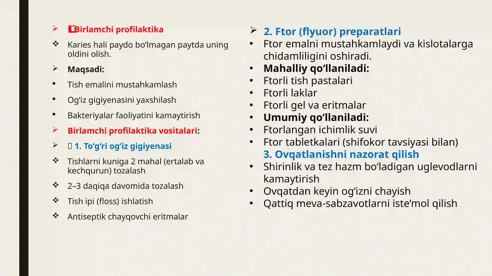KARIES KASALLIGI PROFILAKTIKASI. KARIES PROFILAKTIKASINING TURLARI VA VOSITALARI 3