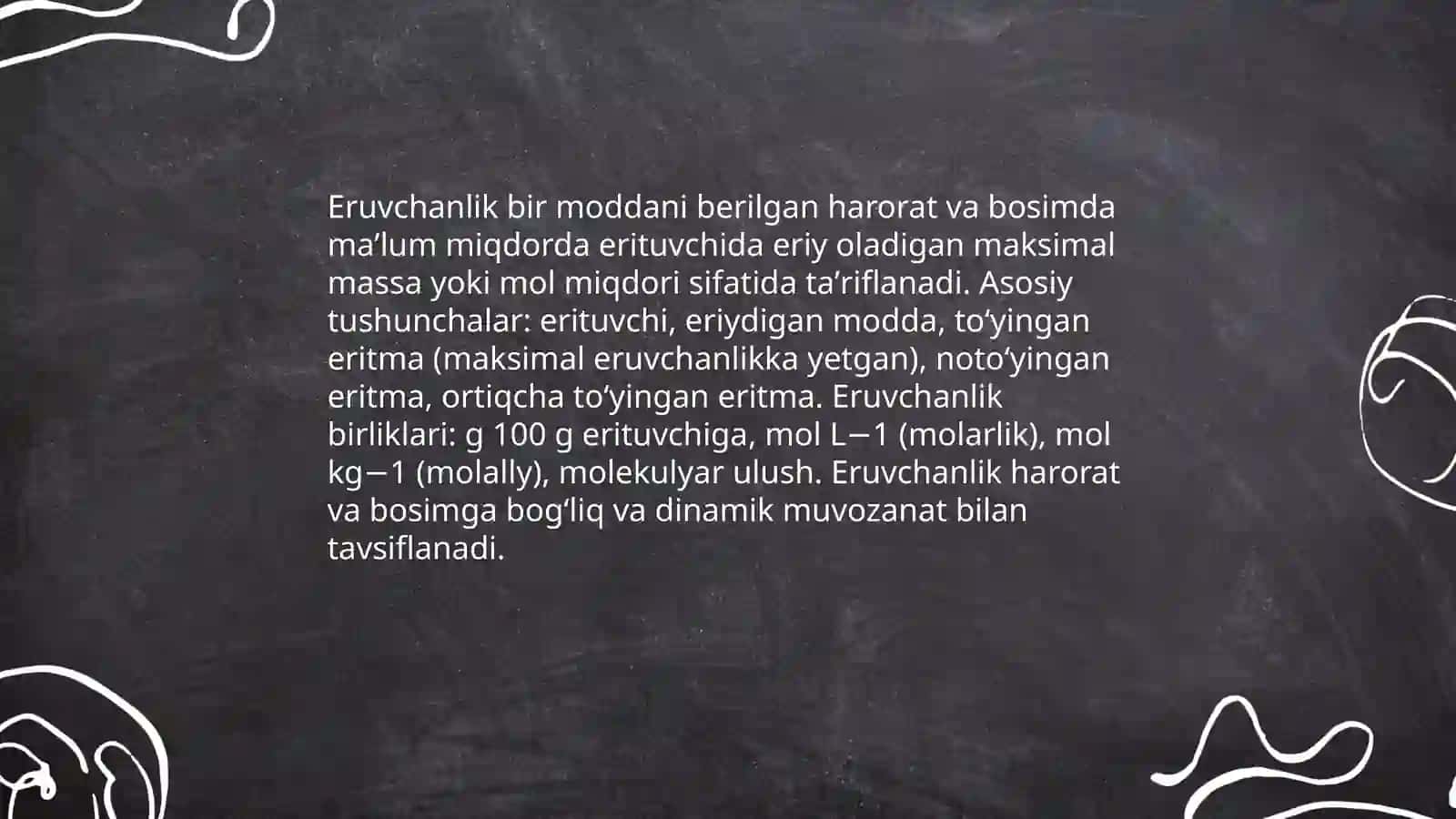 Eruvchanlik. Gazlarning suyuqliklarda erishi. Dalton qonuni 3