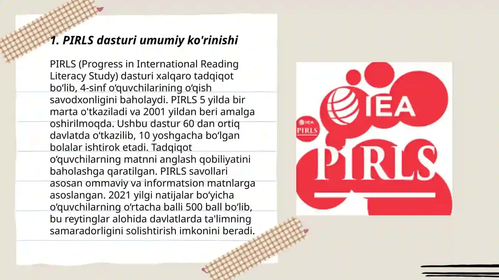 PIRLS Xalqaro baholash dasturi 3