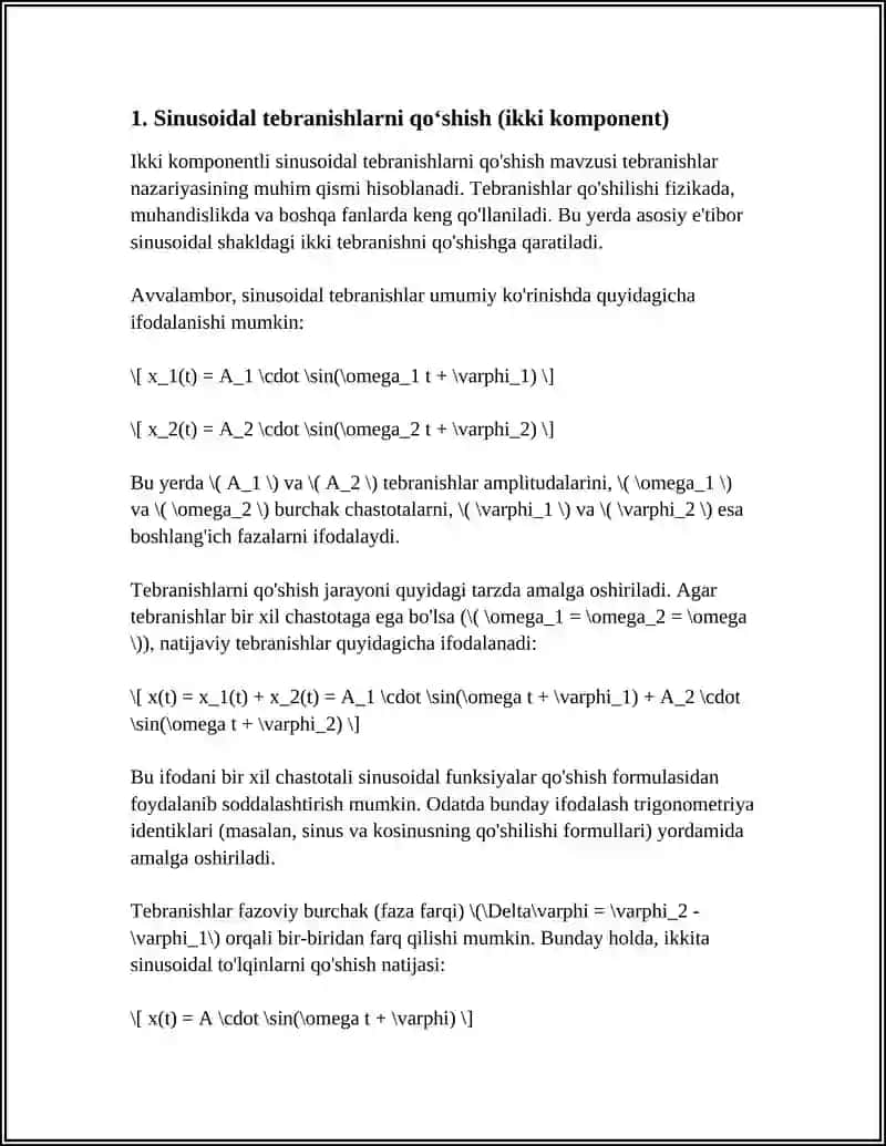 Sinusoidal tebranishlarni qo'shish (ikki komponent) 3