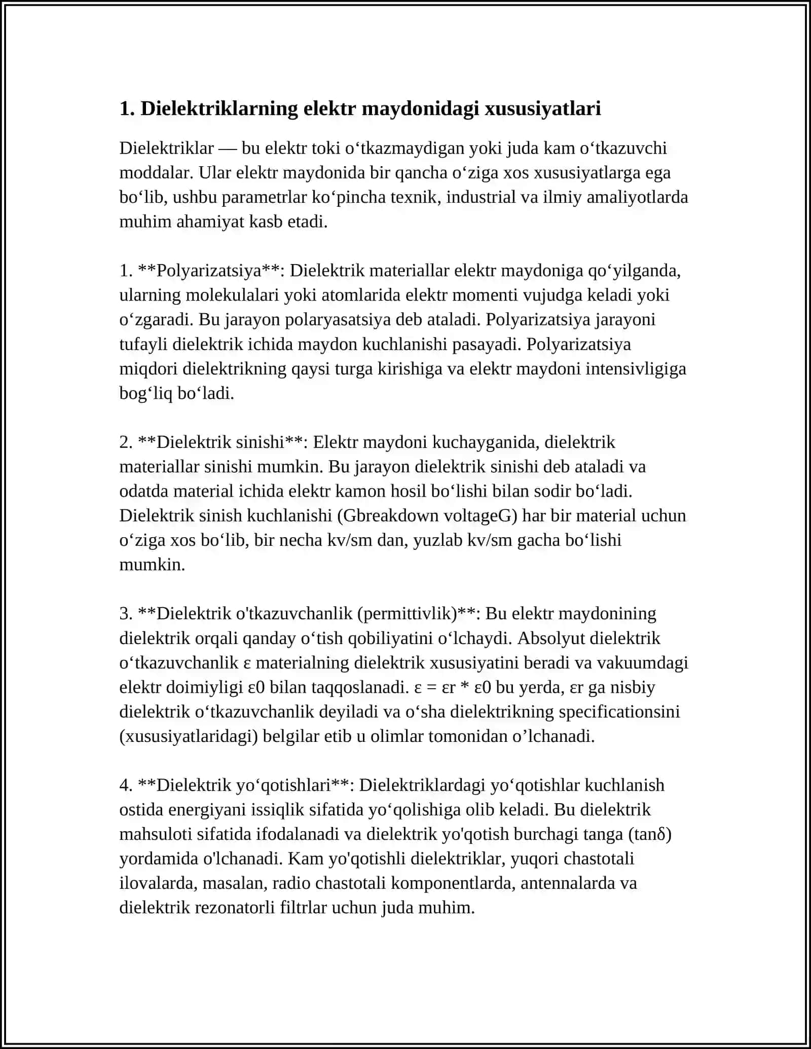 ELEKTR MAYDONI ICHIDA DIELEKTRIKLAR 3