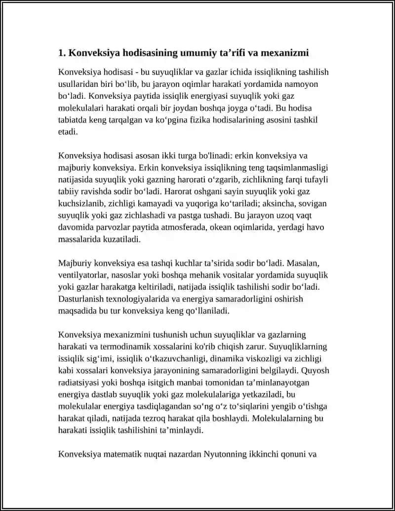 KONVEKSIYA HODISASI. GAZ VA SUYUQLIKLARDA KONVEKSIYA 3