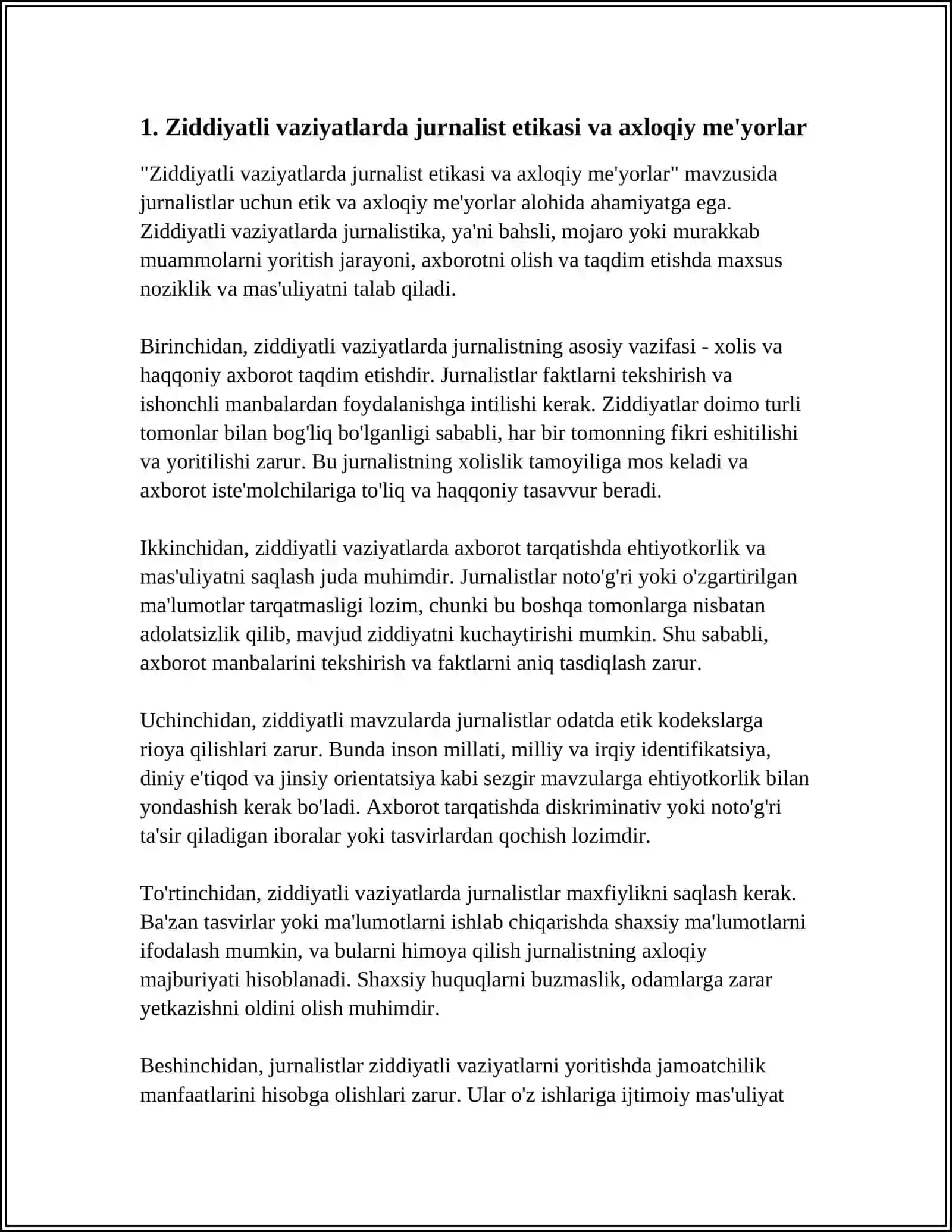 ZIDDIYATLI VAZIYATLAR JURNALISTIKASI 3