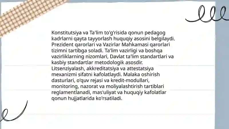 Pedagog kadrlarni qayta tayyorlash va malakasini oshirish tizimi 3