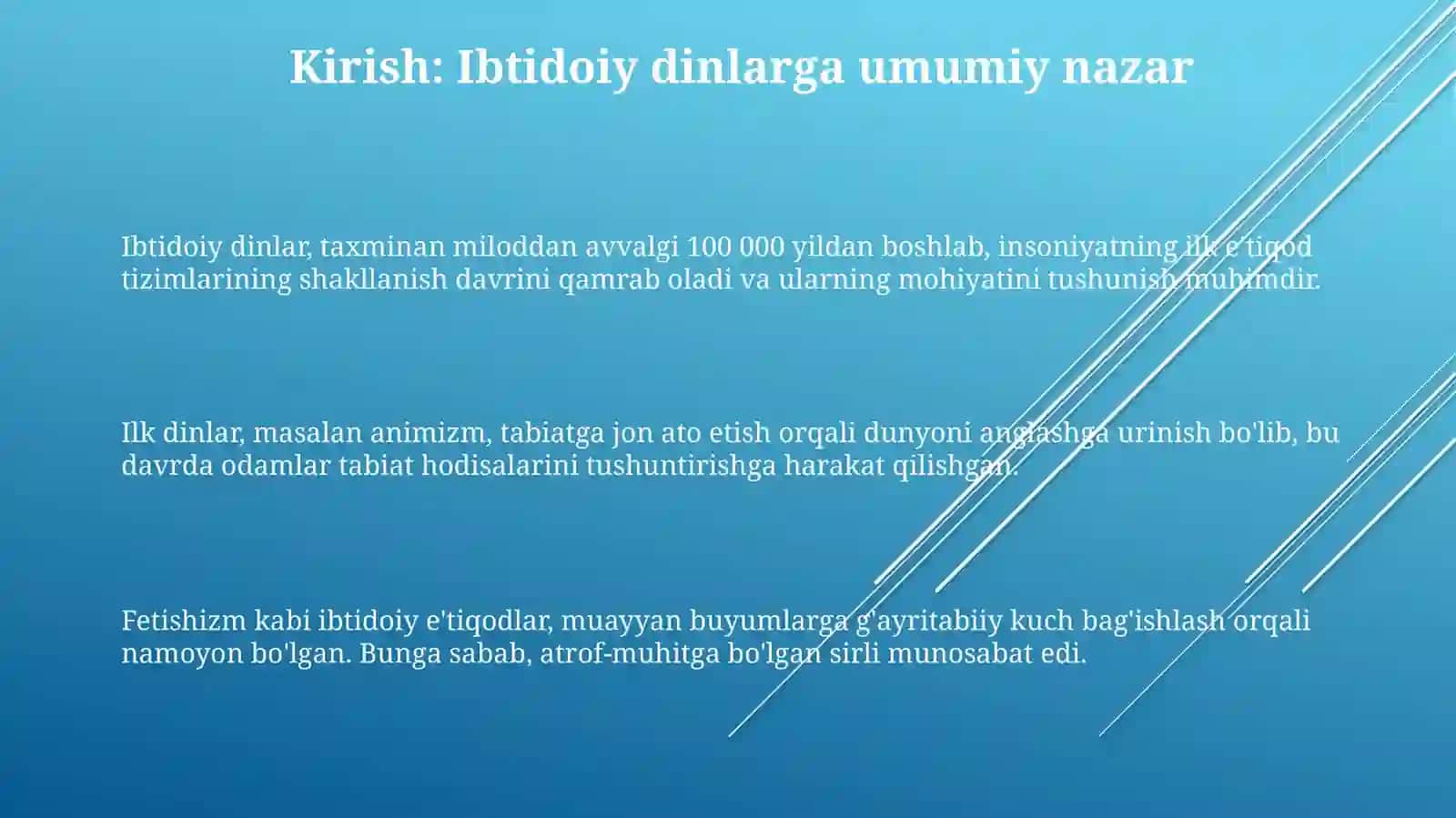 Ibtidoiy davr dinlari 3