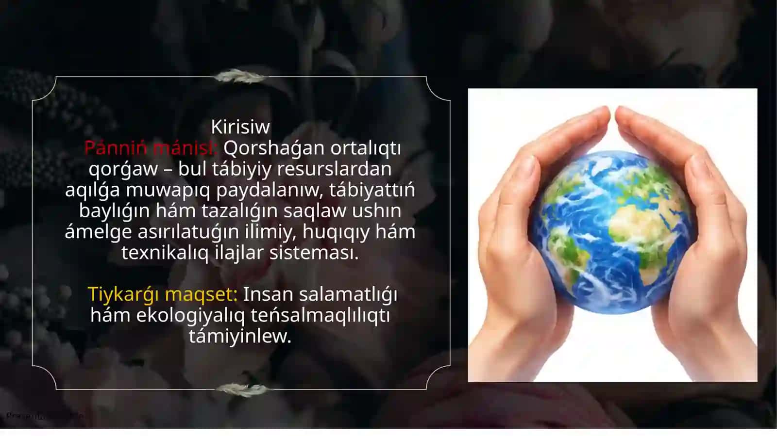 Qorshaǵan ortalıqtı qorǵaw pániniń tiykarǵı túsinikleri hám principleri 3