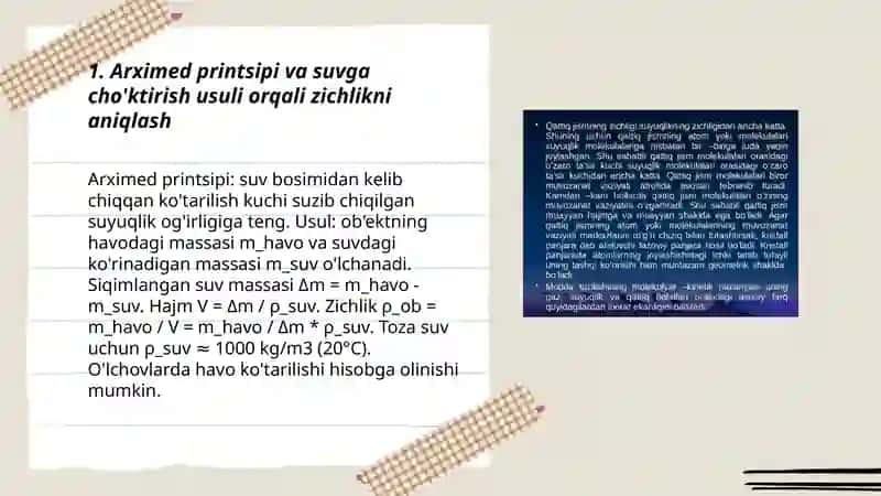 Biologik to'qimalar va qattiq jismlarning zichligini aniqlash 3