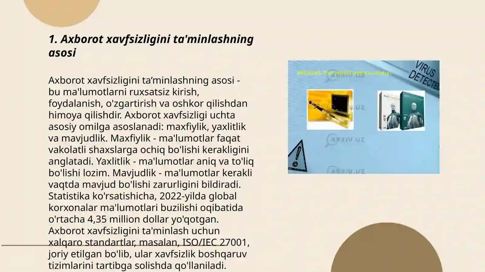 Axborot xavsizligi va axborotlarni himoyalash usullari 3