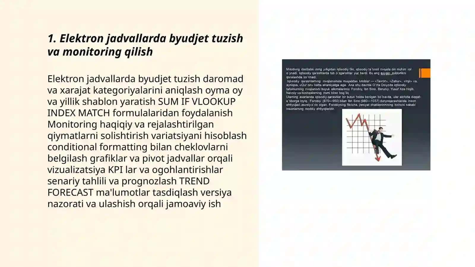 Iqtisodiyot va moliya sohasidagi amaliy vazifalarni yechish uchun elektron jadvallardan foydalanish 3