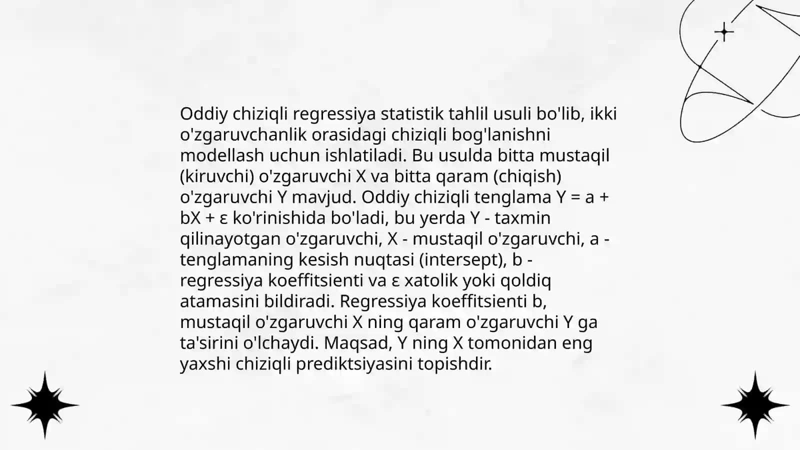 Oddiy chiziqli regressiya: model, taxminlar, talqin qilish 3
